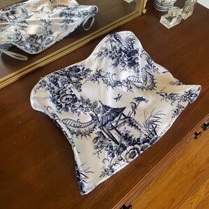 Jessica McClintock for Gunne Sax Bustier Corset Blue and White Top